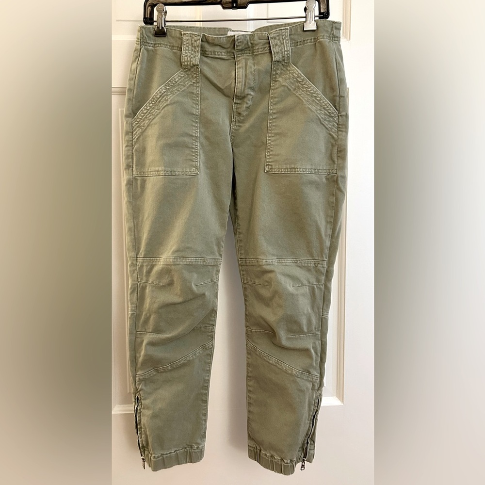 FRAME Trapunto Moto Cropped Cuffed Pants in Washed Aloe Green - Women’s Size 29 - Picture 5 of 12